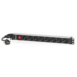 Salicru PDU - Basic - Schuko - 8 x Schuko - 16 A - 120 V AC, 230 V AC Input - 1U - 1.50 m Cord Length - Rack-mountable