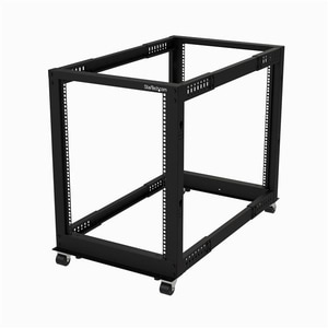 StarTech.com 4-Post 15U Mobile Open Frame Server Rack, 19" Network Rack with Casters, Rolling Rack for Computer/AV/Data/IT