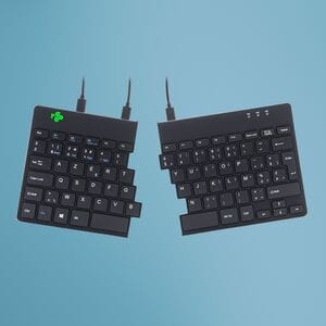R-Go Split Break Keyboard - Cable Connectivity - USB Type C Interface - Belgian - AZERTY Layout - Black - Scissors Keyswit