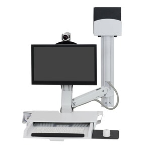 StyleView Combo Arm System with Worksurface and Small CPU Holder (White)