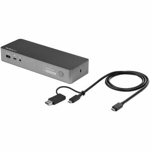 StarTech.com Universal Laptop Docking Station, Hybrid USB-C & USB-A Dock, Dual 4K DP & HDMI, 60W PD, Mac / Windows / Chrom