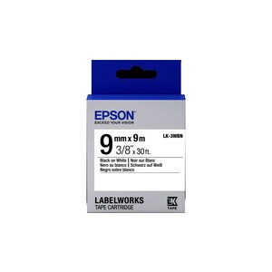 Epson LabelWorks LK-3WBN ID Label - 9 mm Width - Square - Black on White