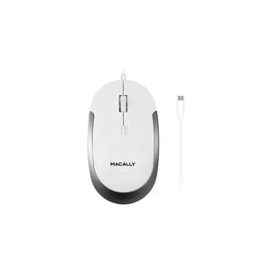 Macally USB-C Optical Quiet Click Mouse for Mac/PC - Optical - Cable - USB Type C - 2400 dpi - Scroll Wheel - Symmetrical