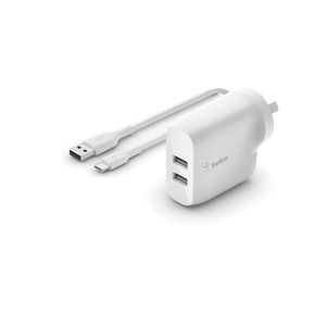 Belkin BOOST↑CHARGE 24 W AC Adapter - For Smartphone, Tablet PC, Power Bank - 4.80 A - White