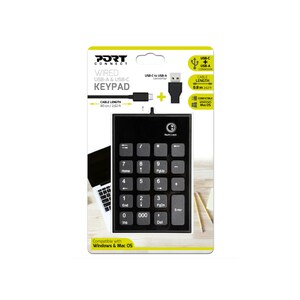 Pavé numérique Port - Câble Connectivité - USB Type C, USB Type A Interface - Noir - Ciseaux Pavé Numérique - Portable, Or
