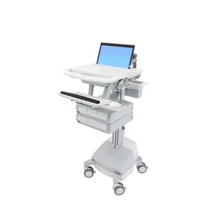 Ergotron StyleView Medical Cart - 4 Drawer - 9.53 kg Load Capacity - 4 Casters - Aluminium - White, Grey