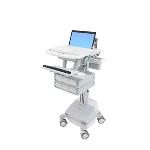 Ergotron StyleView Medical Cart - 4 Drawer - 9.53 kg Load Capacity - 4 Casters - Aluminium - White, Grey