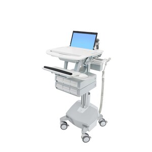 Ergotron StyleView Medical Cart - 6 Drawer - 9.07 kg Load Capacity - 4 Casters - Aluminium - White, Grey