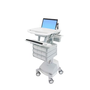 Ergotron StyleView Medical Cart - 9 Drawer - 9.07 kg Load Capacity - 4 Casters - Aluminium - White, Grey