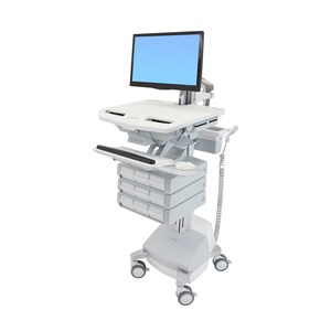 Ergotron StyleView Medical Cart - 9 Drawer - 16.78 kg Load Capacity - 4 Casters - Aluminium - White, Grey