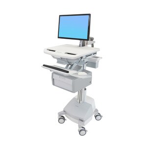 Ergotron StyleView Medical Cart - 1 Drawer - 16.78 kg Load Capacity - 4 Casters - Plastic, Aluminium