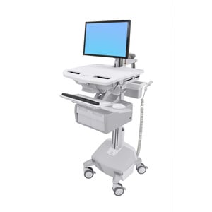 Ergotron StyleView Medical Cart - 2 Drawer - 33 kg Load Capacity - 4 Casters - Plastic, Aluminium