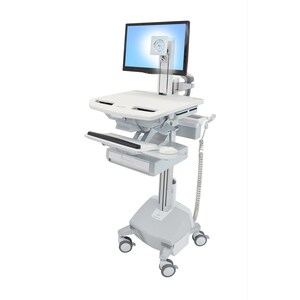 Ergotron StyleView Medical Cart - TAA Compliant - 1 Drawer - Push/Pull Handle - 14.97 kg Load Capacity - 4 Casters - Alumi
