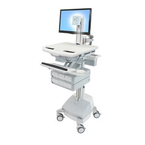Ergotron StyleView Medical Cart - 4 Drawer - 17.24 kg Load Capacity - 4 Casters - Aluminium - White, Grey