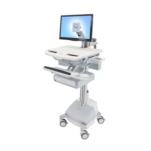 Ergotron StyleView Medical Cart - 1 Drawer - 16.78 kg Load Capacity - 4 Casters - Aluminium - White, Grey