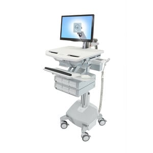 Ergotron StyleView Medical Cart - 6 Drawer - 14.97 kg Load Capacity - 4 Casters - Aluminium - White, Grey