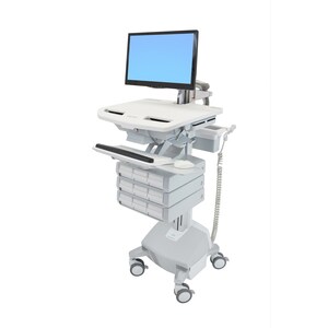 Ergotron StyleView Medical Cart - 9 Drawer - 14.97 kg Load Capacity - 4 Casters - Aluminium - White, Grey