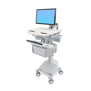 Ergotron StyleView Medical Cart - 1 Drawer - 16.78 kg Load Capacity - 4 Casters - Plastic, Aluminium