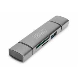 Digitus USB-Hub/Flash-Kartenleser - USB 2.0 Typ A, USB 2.0 Typ C - 60 MB/s, 640 MB/s - Smartphone, Tablet, Notebook, Flash