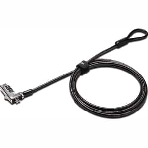 Kensington Slim Cable Lock For Notebook - 1.83 m Cable - Resettable - 4-digit - Combination Lock - Black - Carbon Steel - 