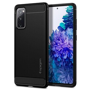 Spigen Rugged Armor Rugged Case for Samsung Galaxy S20 FE Smartphone - Textured With Carbon Fiber - Matte Black - Glossy, 