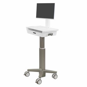 Ergotron CareFit Medical Trolley - 1 Drawer (1x1) - 14.51 kg Load Capacity - 4 Casters - Aluminium - White, Warm Grey - 68