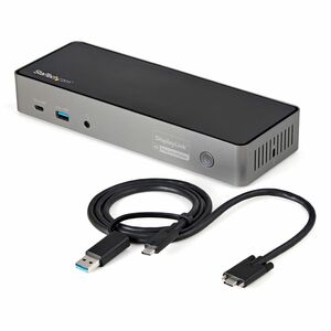 StarTech.com USB-C & USB-A Dock, Hybrid Triple Monitor Laptop Docking Station DisplayPort & HDMI 4K 60Hz/85W PD/6x USB/GbE