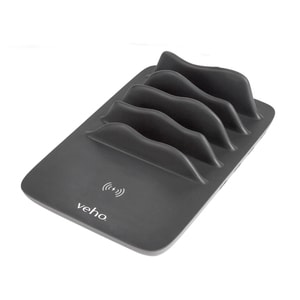 Veho TA-7 Wired/Wireless Cradle for USB Device - Qi - Charging Capability - USB 2.0 - 4 x USB - Black
