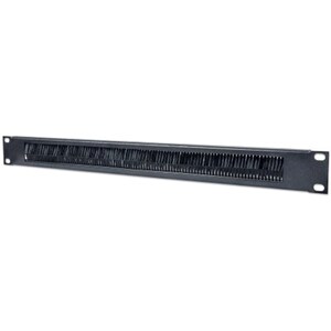 Intellinet 19" Cable Entry Panel, 1U, with Brush Insert, Black - Cable Panel - 1U Rack Height x 19˘ Panel Width - Steel