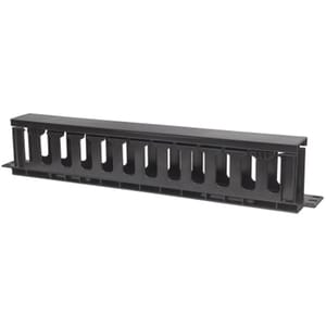 19" Cable Management Panel, 19" Rackmount Cable Manager, 1U, with Cover, Black - Cable Management Panel - 1U Rack Height x
