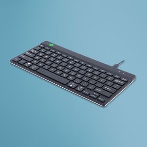 R-Go Compact Break ergonomic keyboard, with break software, mini USB keyboard, QWERTY (US), wired, black - Scissors Keyswi