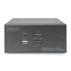 Digitus DS-12860 KVM-Switchbox - 2 Computer - 1 Lokaler Benutzer(n) - 3840 x 2160 - 5 x USB - 6 x HDMI - Desktop