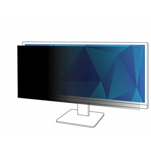 3M Anti-glare Privacy Screen Filter - Black, Matte - 1 Each - For 96.5 cm (38") Widescreen LCD Monitor - 21:9 - Blue Light