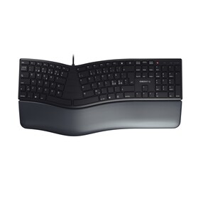 CHERRY ERGO KC 4500 Keyboard - Cable Connectivity - USB Interface - Switzerland - QWERTZ Layout - Black - Rubber Dome Keys