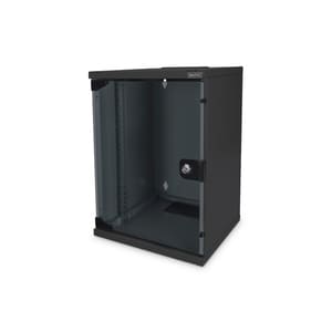 Digitus 9U Wall Mountable Enclosed Cabinet Rack Cabinet for LAN Switch, Patch Panel - 254 mm Rack Width - Jet Black - Galv