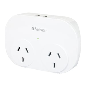 Verbatim Power Plug - 2 x AC Power, 2 x USB Plug - 240 V AC / 10 A - White