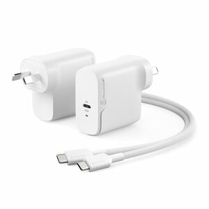 ALOGIC 1X65Rapid Power 65W GaN Charger #USB-C(Max. 65W) -Includes 2m USB-C Charging Cable (ELPCC202-WH USB-IF Certified)