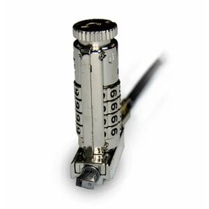 Noble Cable Lock For Notebook - TAA Compliant - 1.80 m Cable - Resettable - 4-digit - Combination Lock - Silver - PVC Coat