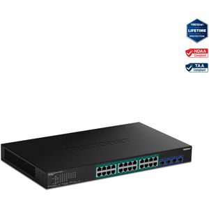 28-Port Gigabit Web Smart PoE+ Switch with 10G SFP+ slots