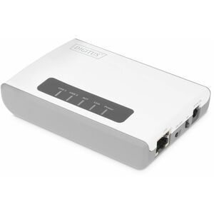 Digitus 2-Port USB 2.0 Wireless Multifunktions-Netzwerk Server, 300 Mbps. Produktfarbe: Weiß, LED-Anzeigen: Link, Leistung