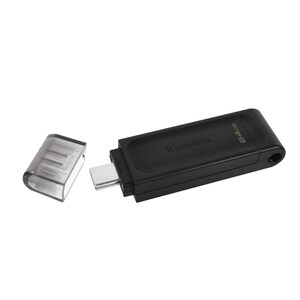 Kingston DataTraveler 70 DT70 64 GB USB 3.2 (Gen 1) Type C Flash Drive - Black