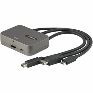 StarTech.com 3-in-1 Multiport to HDMI Adapter, 4K 60Hz USB-C, HDMI or Mini DP to HDMI Video Converter, Conference Room Dig