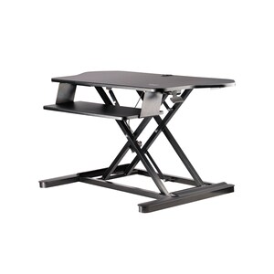 StarTech.com Corner Sit Stand Desk Converter with Keyboard Tray, Large Surface 35"x21" , Height Adjustable Ergonomic Table