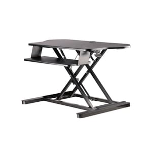 StarTech.com Corner Sit Stand Desk Converter with Keyboard Tray, Large Surface 35"x21" , Height Adjustable Ergonomic Table