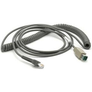 Zebra 4.57 m Powered USB Data Transfer/Power Cable - Cable for Barcode Scanner - First End: 1 x Powered USB - Male - Shiel