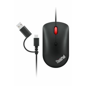 Lenovo ThinkPad Mouse - USB Type C - Optical - 4 Button(s) - Raven Black - Cable - 2400 dpi - Scroll Wheel