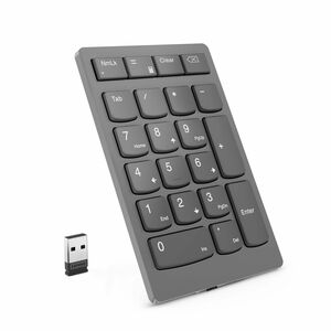 Lenovo GO Keypad - Wireless Connectivity - Storm Grey - Scissors Keyswitch - RF - 2.40 GHz - 21 Key(s) - Calculator, TAB, 