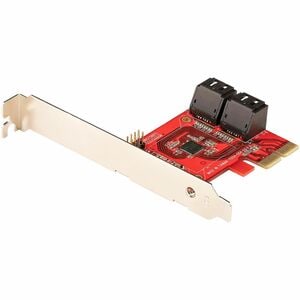 StarTech.com SATA PCIe Card, 4 Port PCIe SATA Expansion Card, 6Gbps, Stacked Connectors, Non-RAID, PCI Express to SATA Con