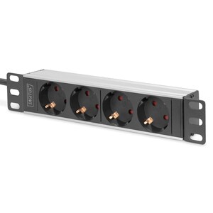 Digitus 10" Steckdosenleiste mit Aluminiumprofil, 4-fach Schutzkontaktsteckdose. PDU-Typen: Standard, Rack-Kapazität: 0U/1