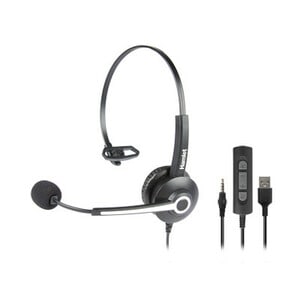 Hamlet Renova Headset UJM Cuffia Professionale Monoaurale con microfono con Doppia connessione Jack audio 3.5 mm + USB e t